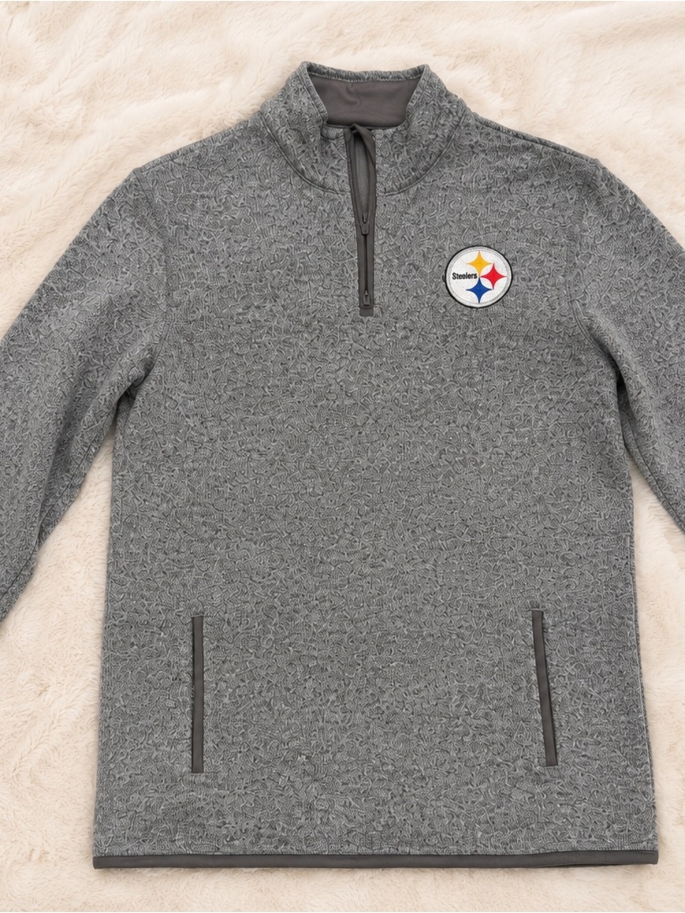 Pittsburgh Steelers NFL Quarter Zip Pullover Gray Youth XL (size 18)